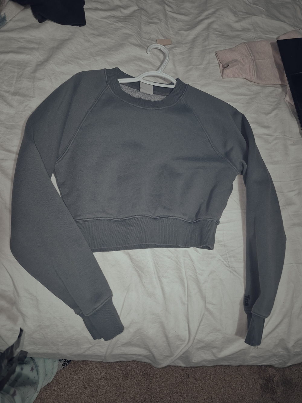 TNA Cropped Crew Sweatshirt in Slate Gray